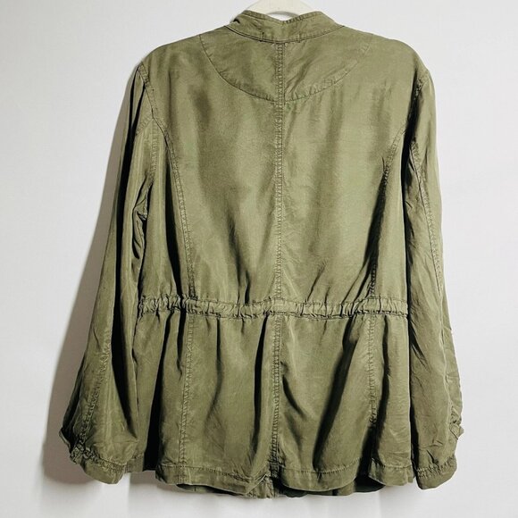 Social Standard By Sanctuary Womens Olive Tencel Safari Utility Jacket Size XL - Picture 2 of 9